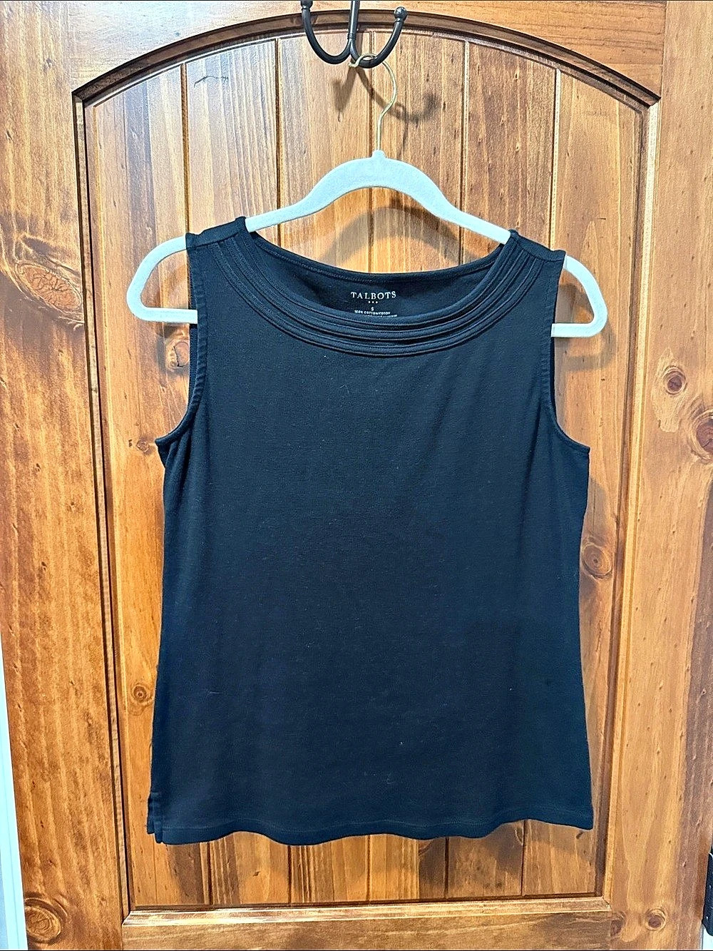 Talbots Pima Bateau-Neck Tank Top Black